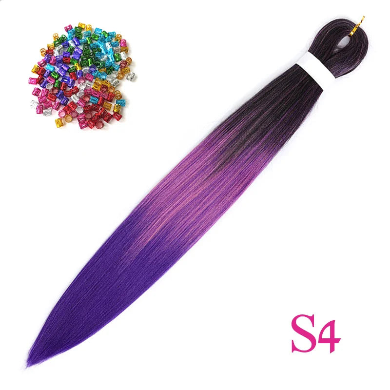 Easy Crochet Braids Ombre Hair Extensions Bundles Yaki Straight EZ Braiding Pre Stretched Synthetic Braid For African Women 6pcs