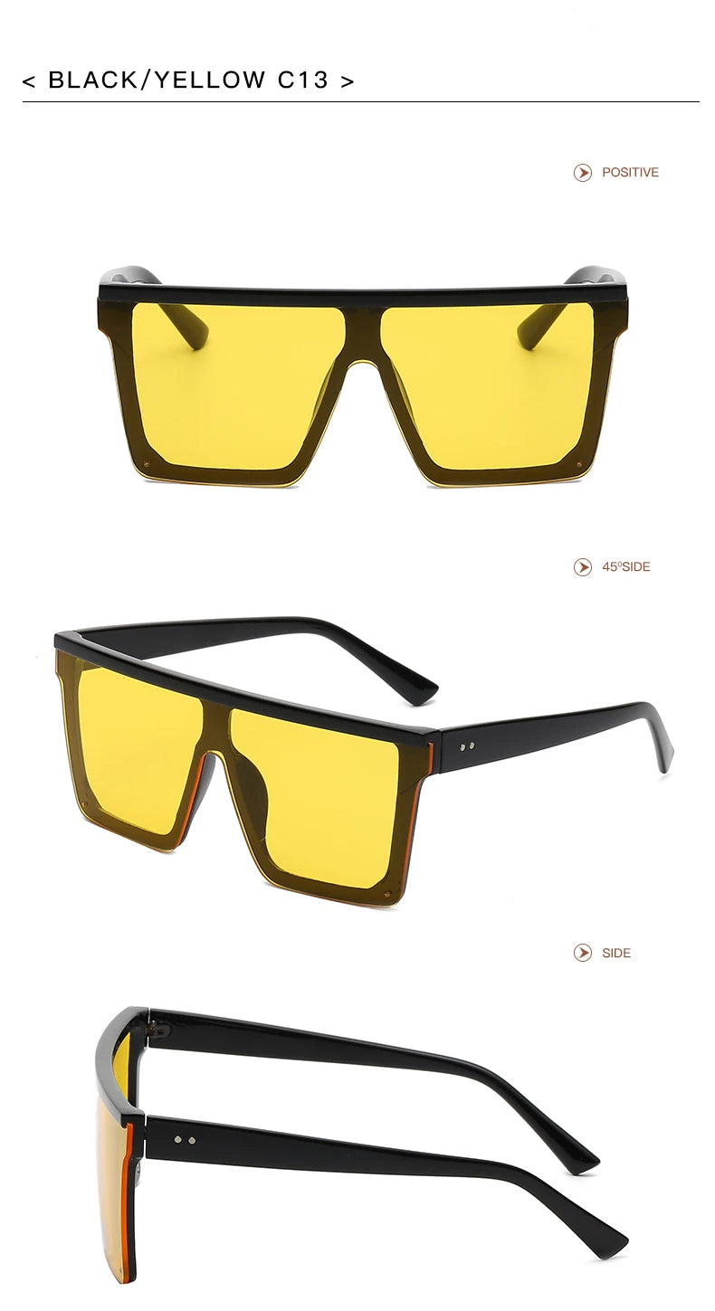 Oversized Square Sunglasses for Women Men Fashion Siamese Lens Style Flat Top Shield Shades