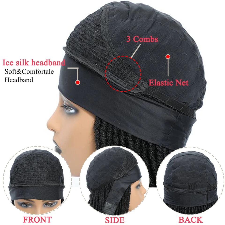 Wakego Long Dreadlocks Wig For Women Goddess Braid Headband Wig Soft Faux Locs Wigs Synthetic Braiding Crochet Twist Hair Wigs