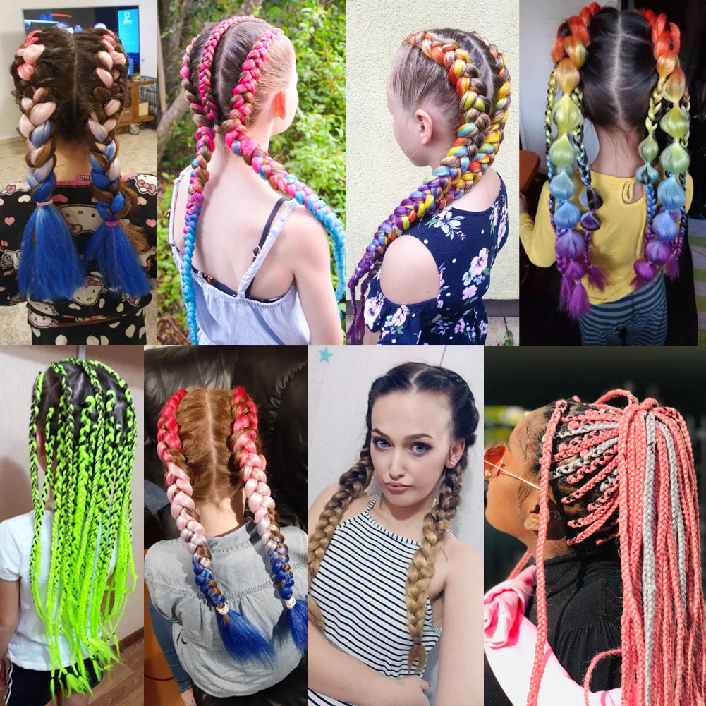 Pre-stretched Braiding Hair 26Inch 90G Synthetic Jumbo Hair Extensions for Crochet Braids DIY Pink Peach Red Yellow Fake Hair
