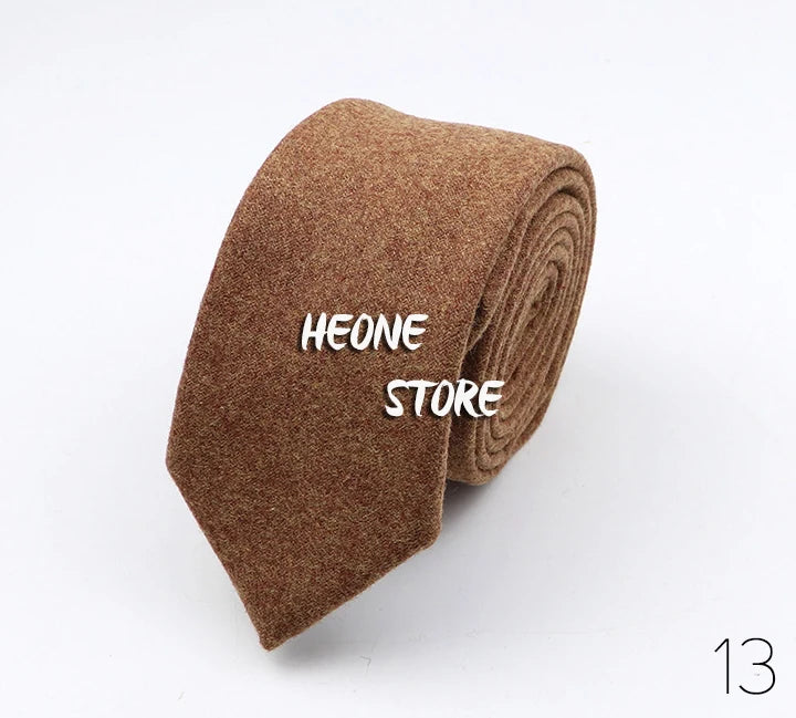 Thick Cashmere Wool Gentleman Solid Color Necktie 7CM Formal Wedding Party Europen Style Red Brown Green Gray Clothing Tie Gift