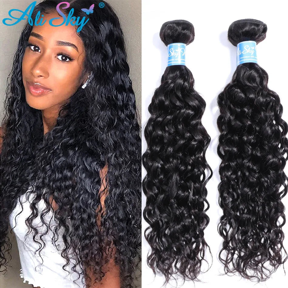 Alisky Hair Water Wave Bundles Brazilian Hair Natural Weave Bundles Hair Extensions Human Hair Bundles For Black Women 1/3/4 PC