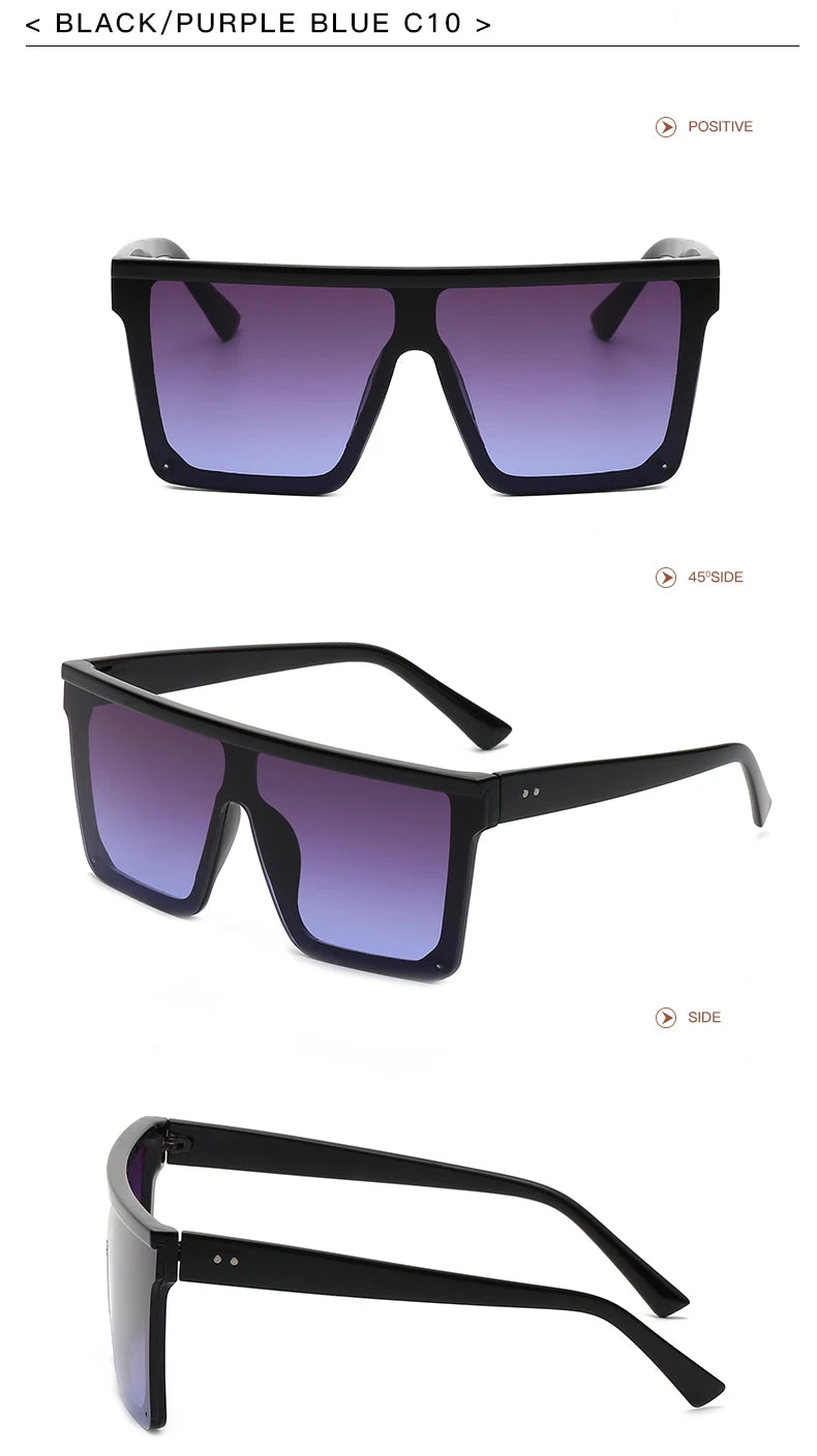 Oversized Square Sunglasses for Women Men Fashion Siamese Lens Style Flat Top Shield Shades