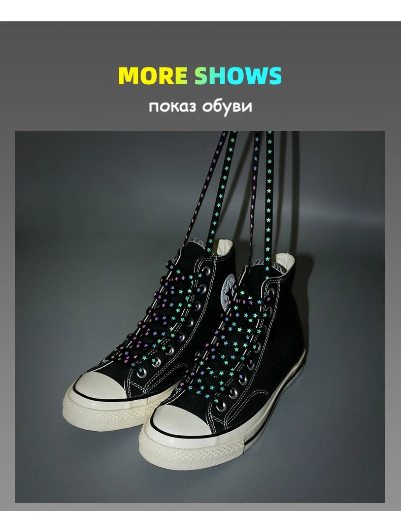 1Pair 3M Reflective Shoelaces AF1 Sneakers Shoe laces Vibrant Colorful reflective Shoelace Flat Luminous Laces Shoes Accessories