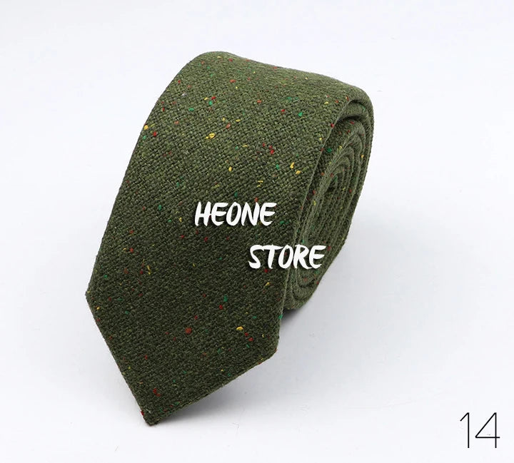 Thick Cashmere Wool Gentleman Solid Color Necktie 7CM Formal Wedding Party Europen Style Red Brown Green Gray Clothing Tie Gift