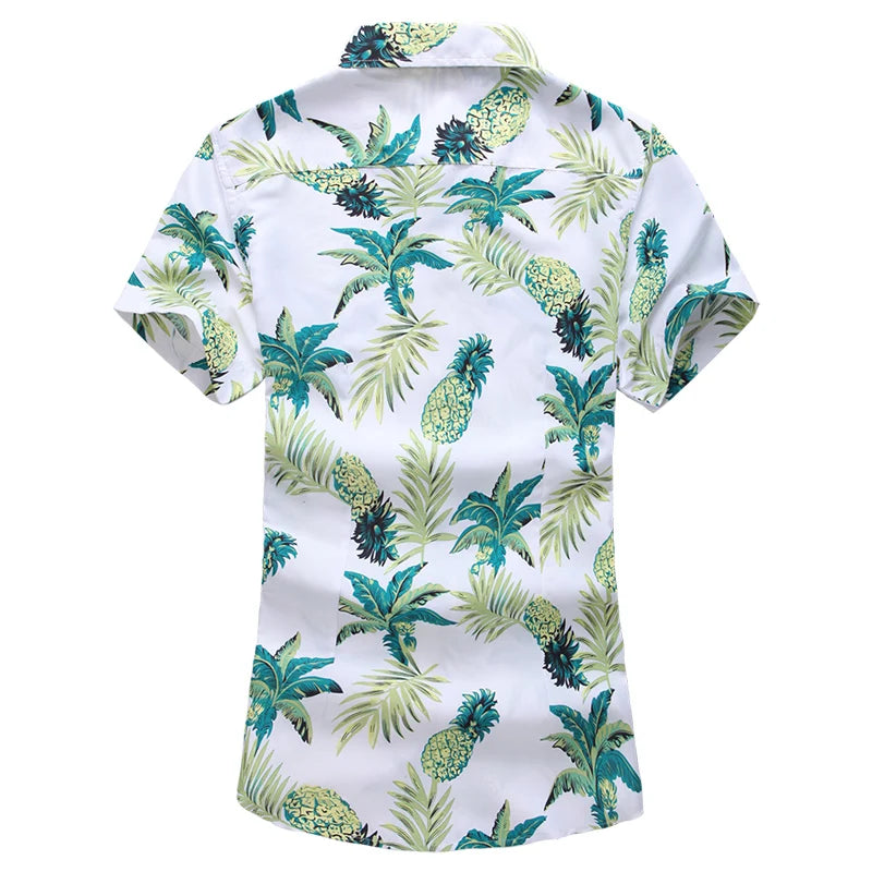 2026 Summer Mens Hawaiian Shirt, Printed Short Sleeve Asian Sizes Hawaii Rose Flower Beach Floral Patterns Shirts S-7XL