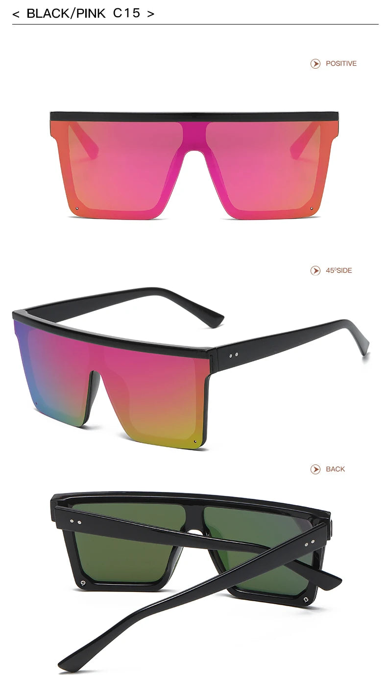 Oversized Square Sunglasses for Women Men Fashion Siamese Lens Style Flat Top Shield Shades