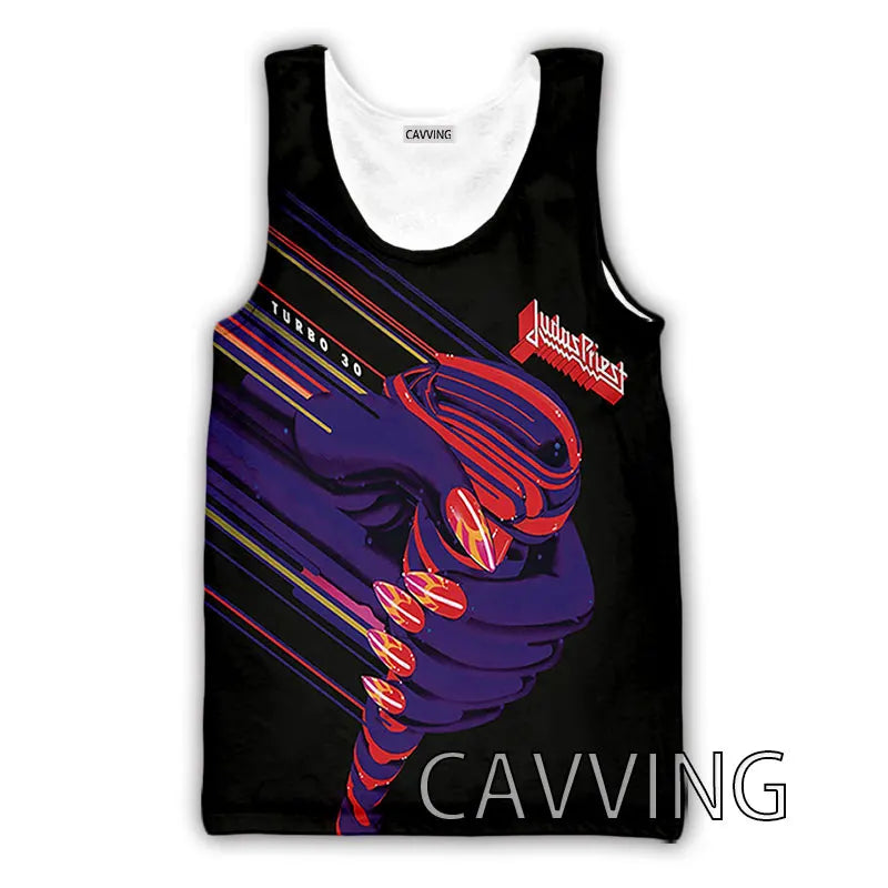 CAVVING 3D Printed  Judas Priest  Rock  Band Tank Tops Harajuku  Vest  Summer Undershirt Shirts Streetwear for Men/women
