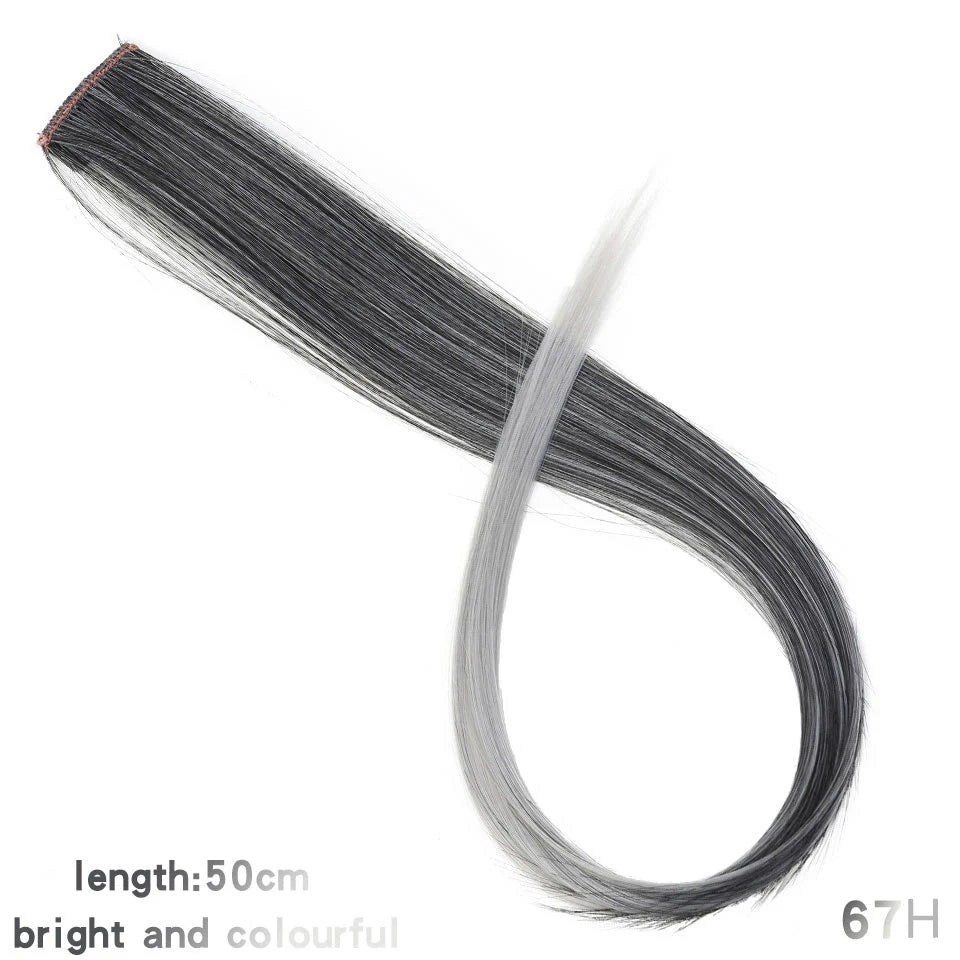 Lupu Synthetic Long Straight Rainbow Highlight Colored Hair Extensions Clip In Fake Hair Pieces For Women Heat Resistant