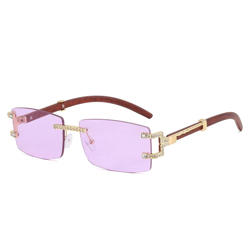 y2k Vintage Fashion Luxury Brand Designer Rimless Diamond Sunglasses Women Crystal Rhinestone Square Sun Glasses For Men UV400