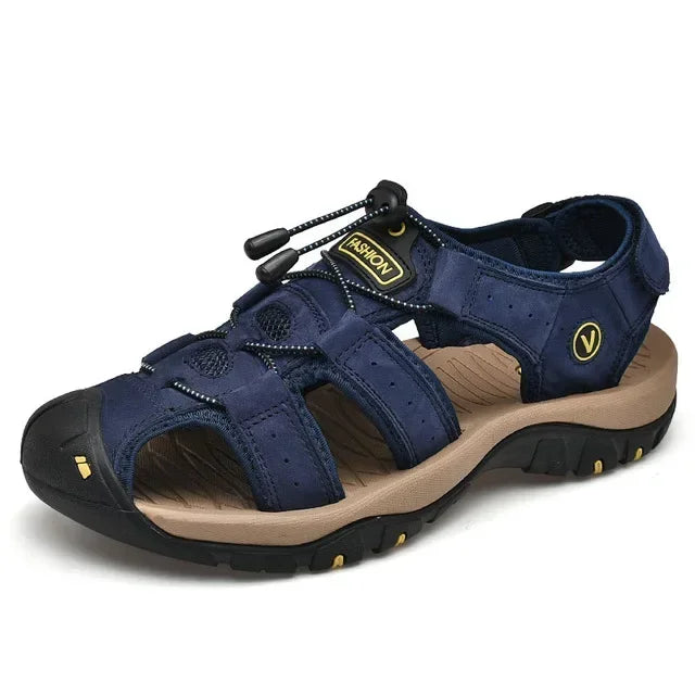 Classic Men's Sandals Summer Genuine Leather Sandals Breathable Men Cow Leather Shoes Men Sandals Soft Outdoor Men Roman Sandals