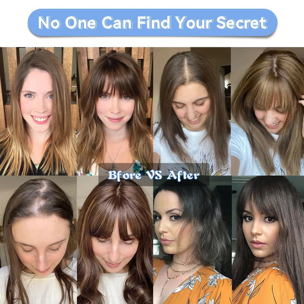14 Inch Brown Silk Base Remy 100%Human Hair Toppers Clip-In Top Hairpiece for Women Natural Straight Hair Extensions
