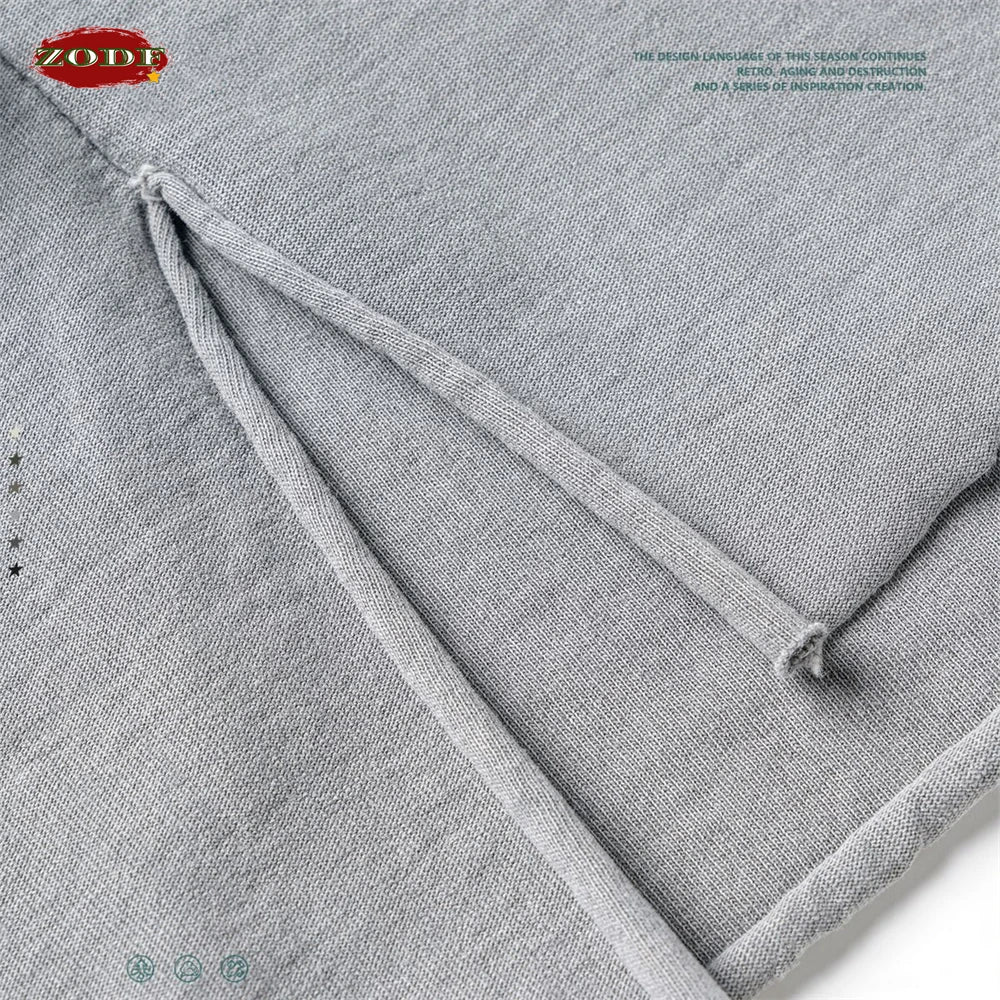 ZODF Vintage 2024 Washed 270gsm Cotton Tank Tops For Men Unisex Summer Relax Fit Slit Sleeveless Vest Streetwears HY0777