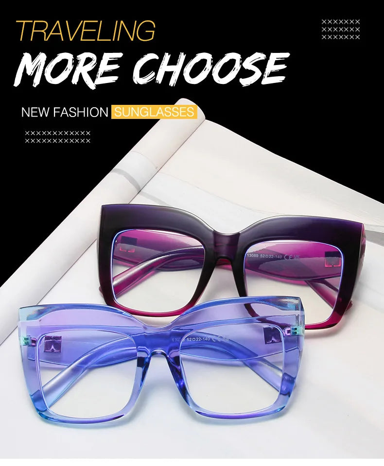 Oversize Women's Glasses Fashion Transparent Square Ladies Eyeglasses Blue Clear Lens Optical Female Eyewear Anti Blue Light