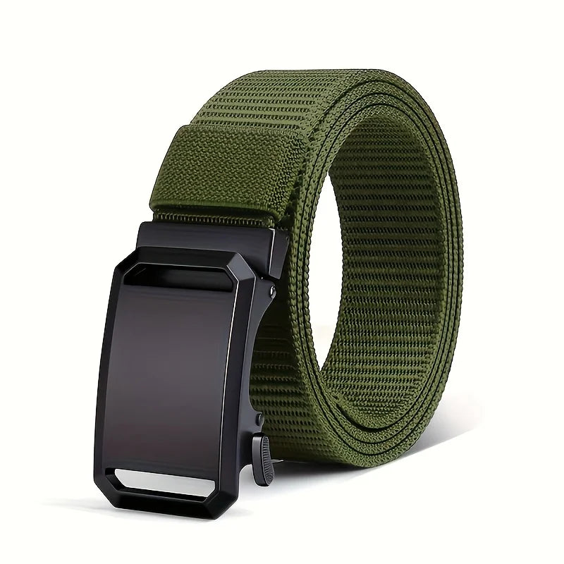 Men's Belt Premium Automatic Buckle Canvas Belt Durable Tactical Workwear for Men - Stylish Outdoor Pants Belt with Quick-Releas