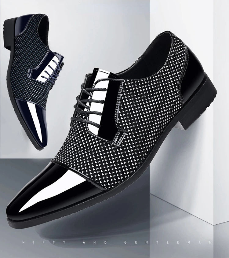 Patent Leather Men's Dress Shoes Slip on Mens Casual Oxford Shoe Brand Moccasin Glitter Male Footwear Pointed Toe Shoes for Men