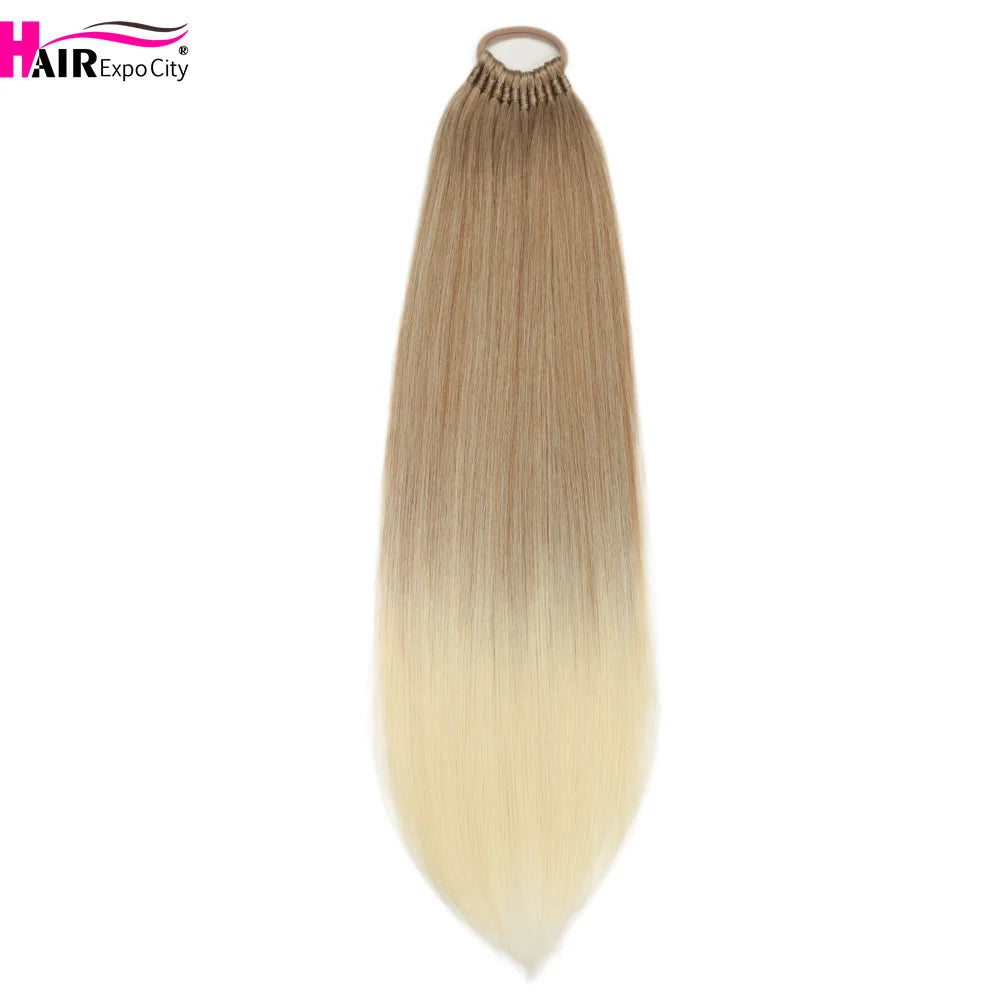 Straight Ponytail With Elastic Band 24"32" Synthetic Hair Ponytail Extensions 12Strands Women's Hairpieces False Tail For Women
