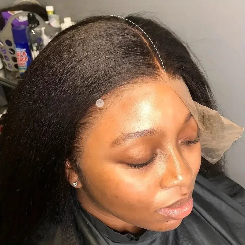 13x4 Transparent Kinky Straight Lace Front Wig Pre Plucked Yaki Brazilian 4x4 Closure Human Hair Wig For Woman Natural Hairline