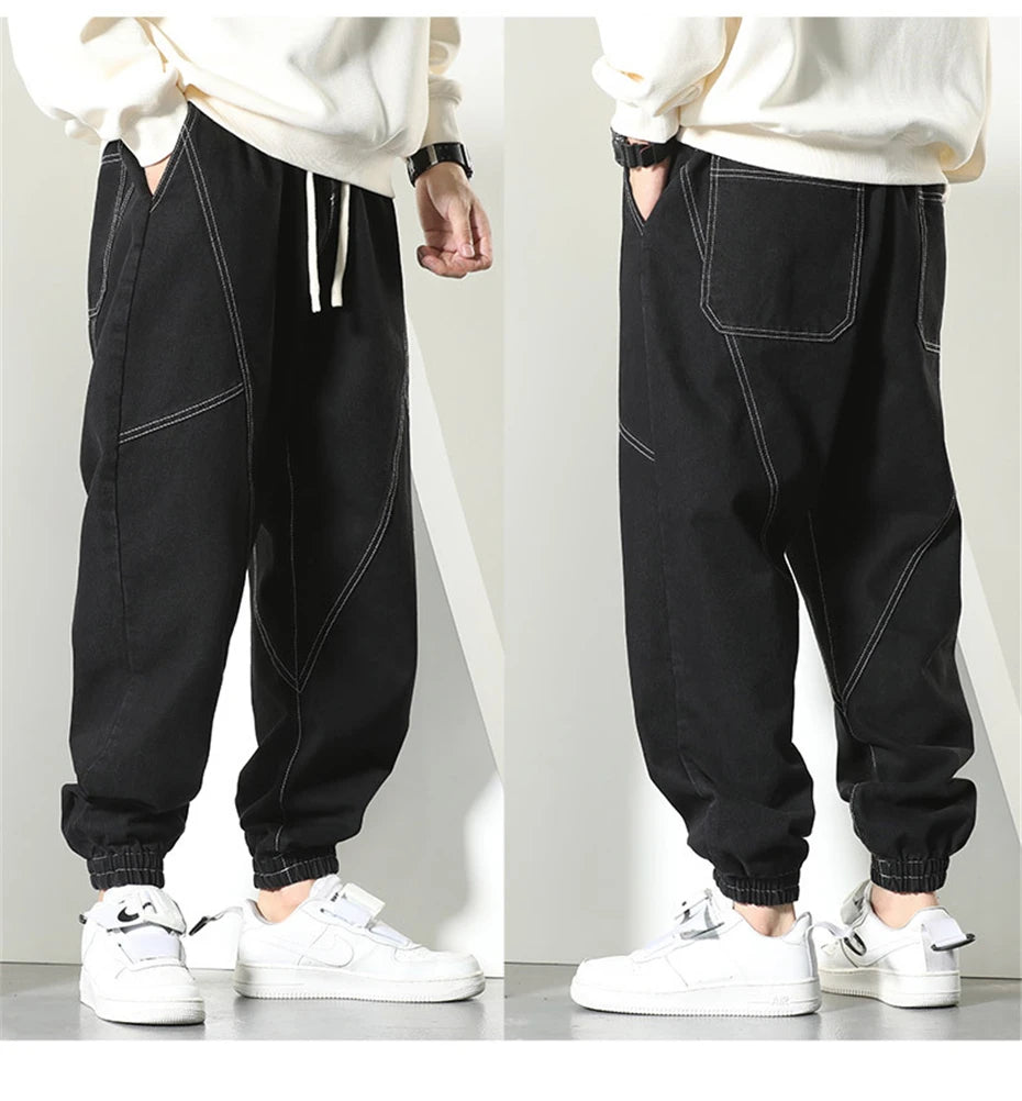 6XL Plus Size Baggy Jeans Men Jogger Pants Fashion Casual Denim Pants Male