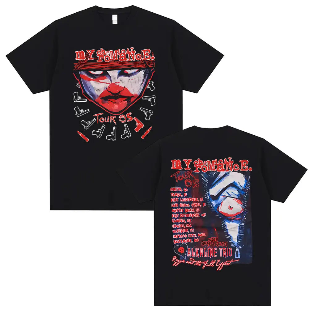 90s Punk Band My Chemical Romance Tour 2005 T-shirt Men Women Gothic Fashion Street Oversized Tshirt Male Soft Cotton T Shirts