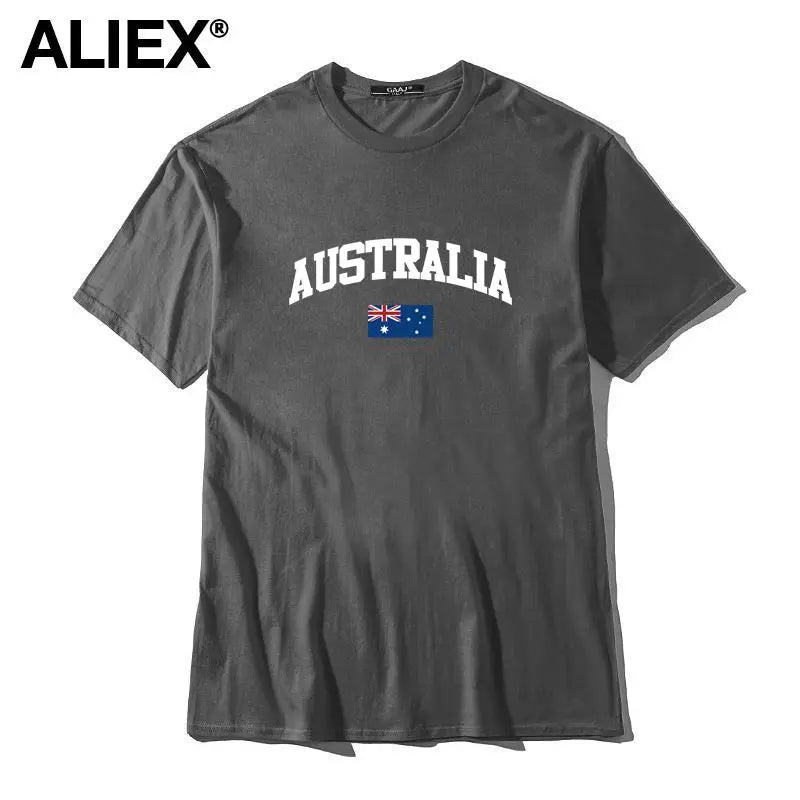 100 Cotton ALIEX Australia Flag T Shirt Men T Shirts Homme T-shirts For Man Top Top Tee 3XL Clothing Funny Tshirt Brand  UTSDA#