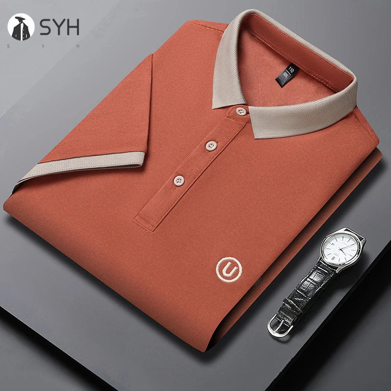 2024 Men's New Embroidered Cotton Business Leisure Short Sleeved POLO Shirt Fashion Short Sleeved Comfortable and Breathable Top