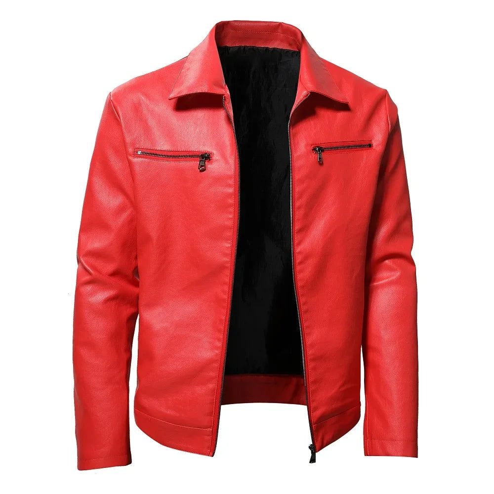 Mens Plus Size Leather Jackets Steampunk Vintage Red Black Zipper Pu Leather Outerwear Motorcycle Windbreaker for Bomber Coats