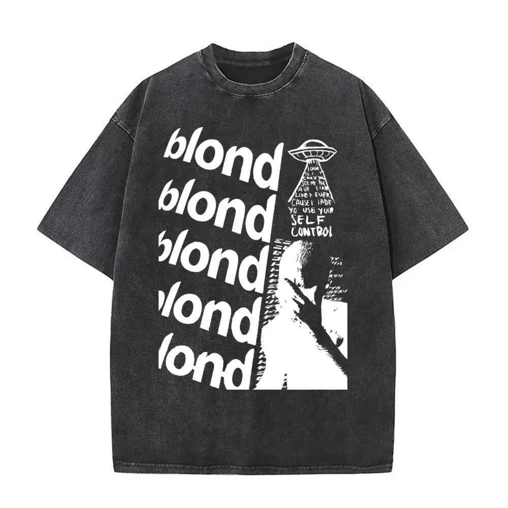 Washed Vintage Rapper Frank Oversized Tshirt Blond Graphic T-shirts Men Women Ocean Hip Hop T Shirt Men's Fashion Casual Tees