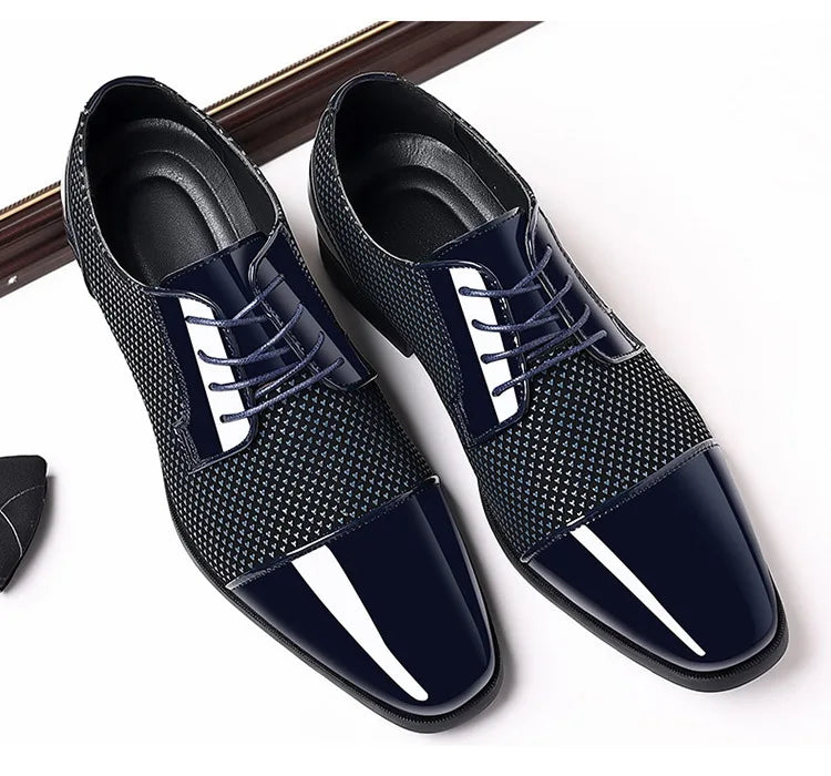 Patent Leather Men's Dress Shoes Slip on Mens Casual Oxford Shoe Brand Moccasin Glitter Male Footwear Pointed Toe Shoes for Men