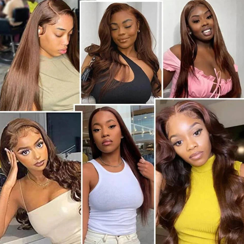 Clearance Cheap #4 Color Straight Human Hair Bundles With Closure Brazilian Virgin Human Hair Weave Bundles With HD Lace Closure