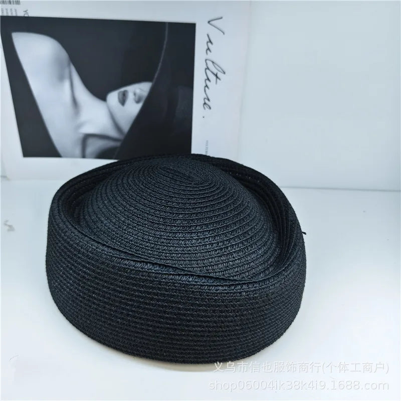 2026 New Summer Straw Fedoras Hats for Women Hostess Fashion Pillbox Hat Millinery Fascinator Designer Beret Hats Painter's Hat