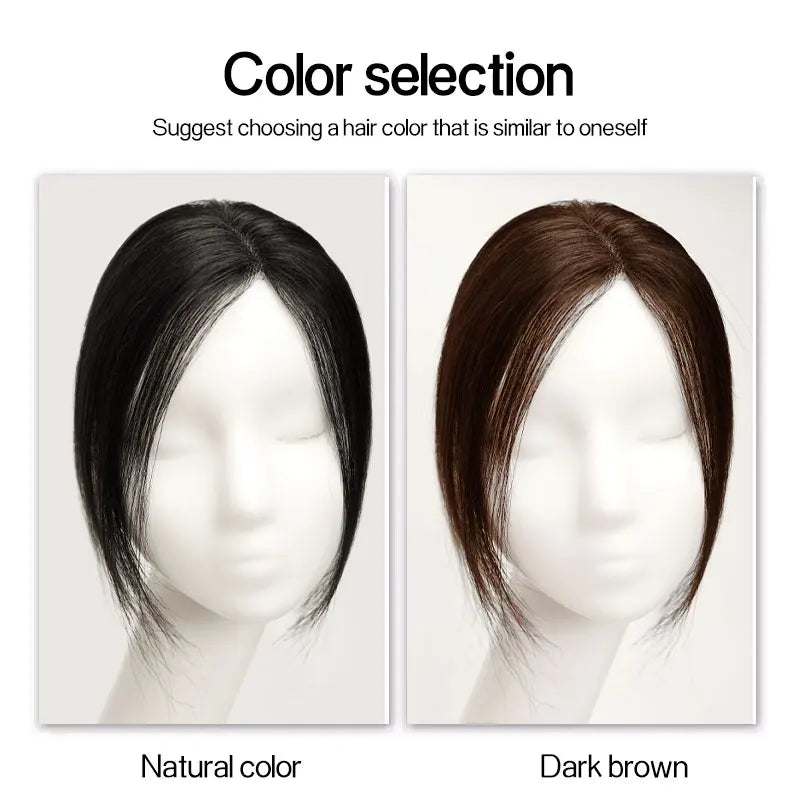 25cm 100% Human Hair 4clips Women's Natural Forehead Whitening Hair Enhancement Head Curtain 3D Eight Character Air Bangs
