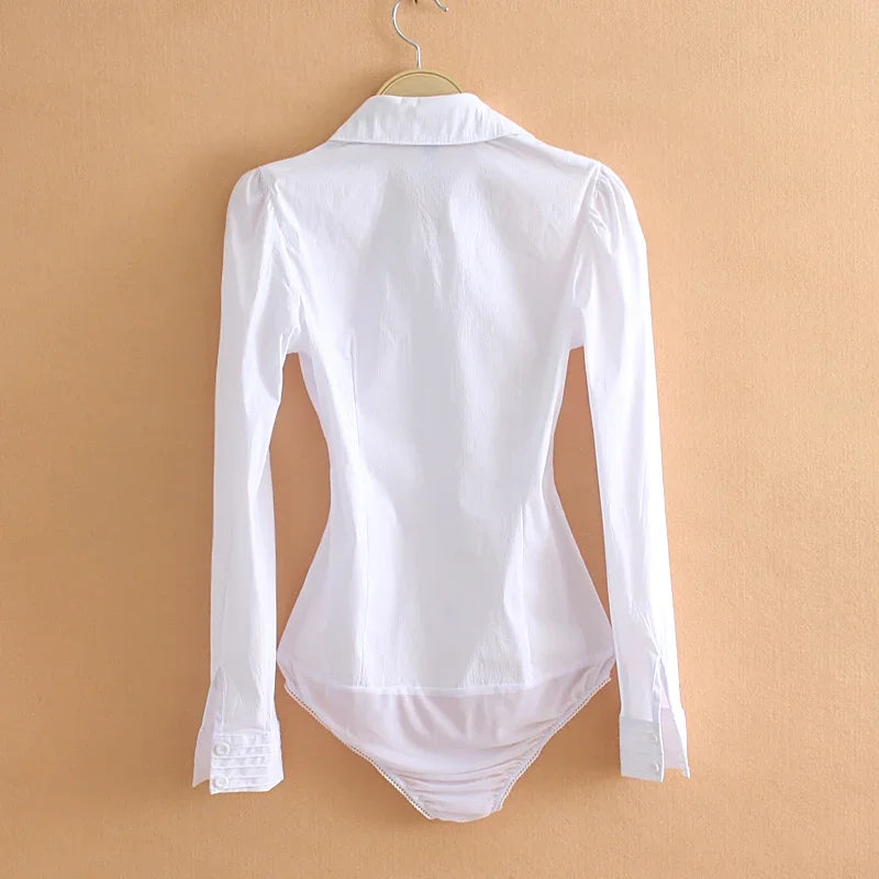 Office Work Outfits Long Sleeve And Short Sleeve Bodysuits White Shirts Black Blouses Fashion Rompers Elegant Overalls For Women