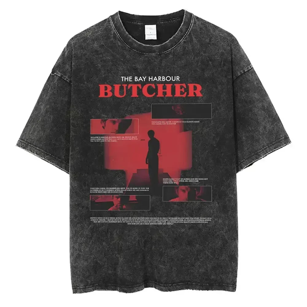 Classic TV Play Dexter Morgan Still Print T-shirt Vintage Washed Cotton Men Women Oversized Summer New Tee Casual Oversized Tops