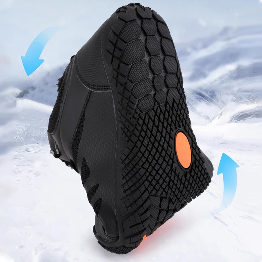 Womens Mens Winter Snow Boots Fur Lined Barefoot Shoes Waterproof Walking Shoes Anti-Slip Outdoor Booties
