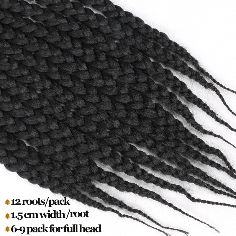 Full Star Box Braids Synthetic Hair 12" 18" 22" Crochet Braids Style Black Burgundy Brown for Africa America Women Crochet Hair