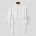 INCERUN Men Irregular T Shirt Solid Color Chiffon Turtleneck Ruffle Male Tee Tops Streetwear Loose Fashion Casual Men Clothing