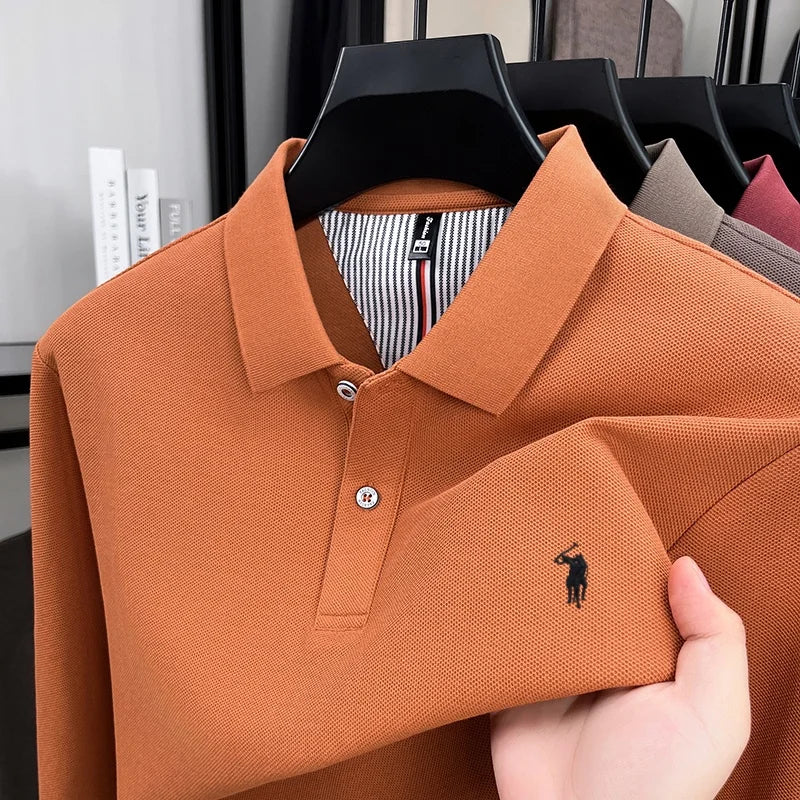 Fashion autumn and winter new item Paul brand embroidered polo shirt mens brand business casual comfortable long sleeved T-shirt