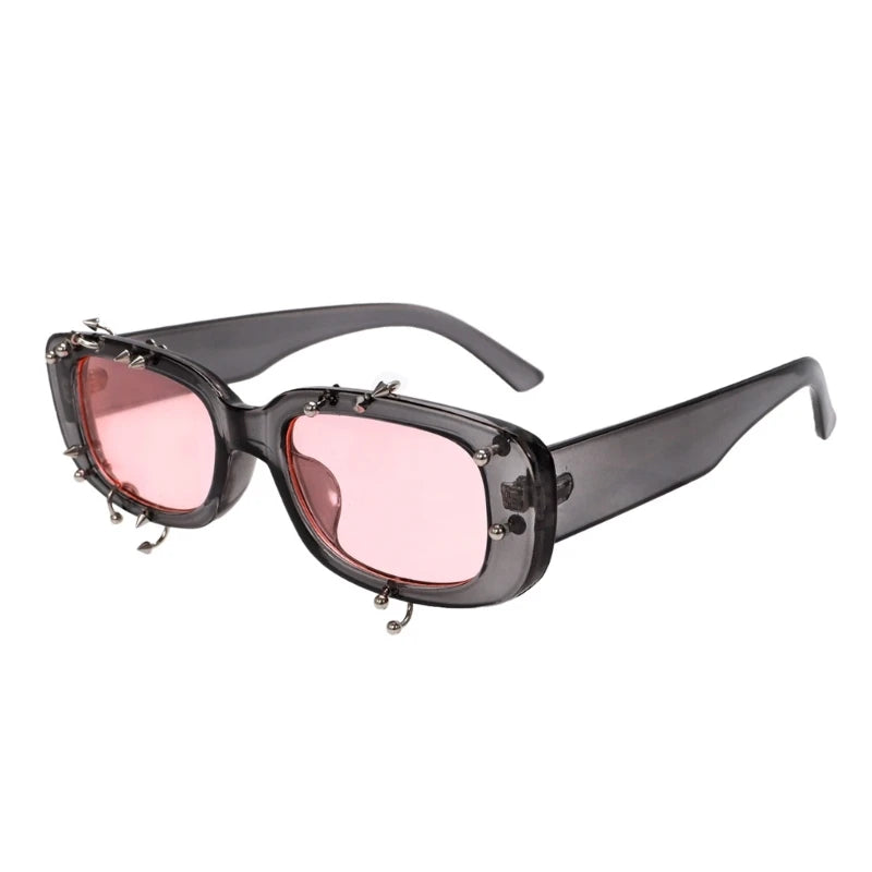 Y88A Cool Hiphop Dancing Sunglasses With Rivet Frame For Various Occasion Everyday Use and Punk Eye Glasses for Night Event