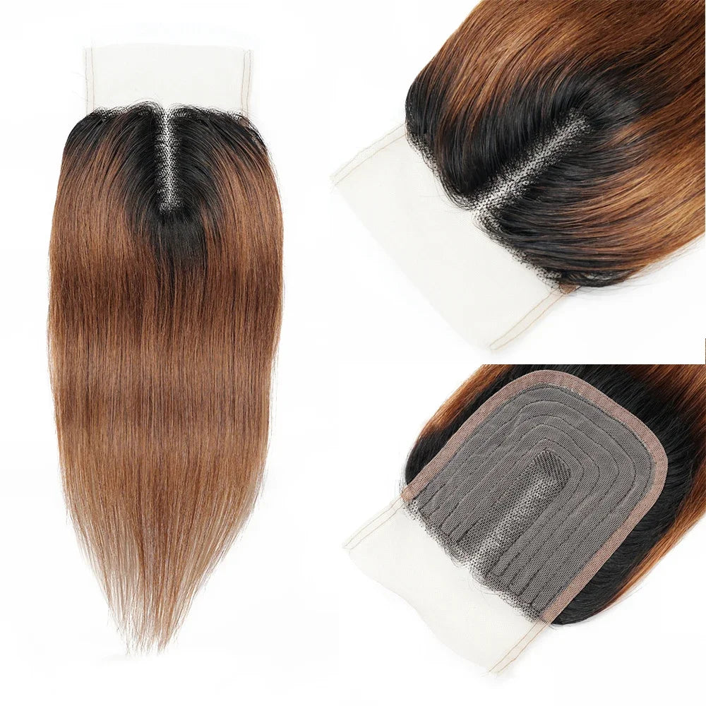 Straight 4x4 T Lace Closure Natural Black Brown Honey Blonde Indian Remy Human Hair Middle Part 10-20 inch Bobbi Collection