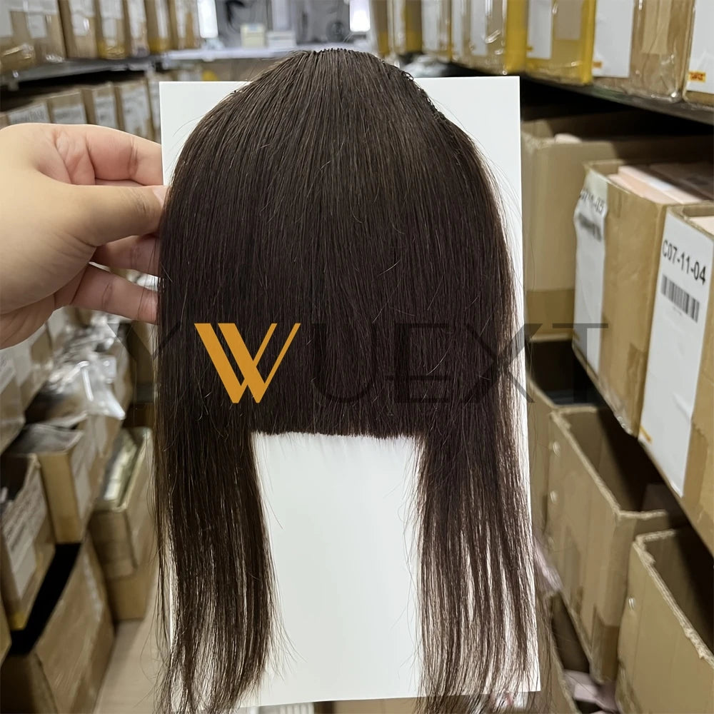 YWUEXT Blonde Clip-In Bangs Human Hair Pieces Real Natural Staight Hair 8 inch Bangs Clips in Fringe Bangs Hairpiece for Women