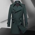 Spring Autumn New Fashion Men's Solid Color Simple Casual Trendy Double-breasted Long Sleeve Plus Size Trench Male Coat Clothes