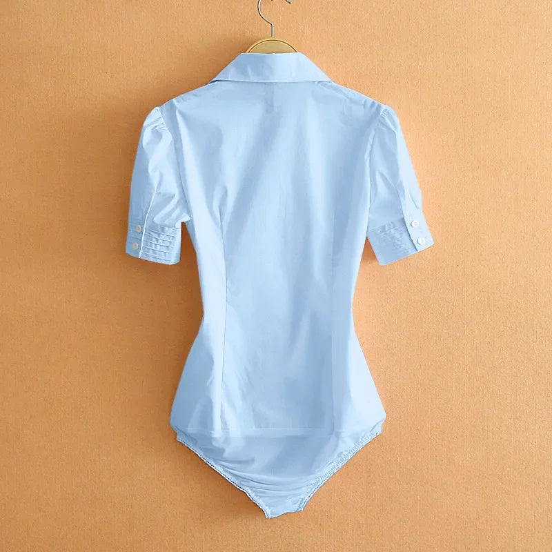 Office Work Outfits Long Sleeve And Short Sleeve Bodysuits White Shirts Black Blouses Fashion Rompers Elegant Overalls For Women