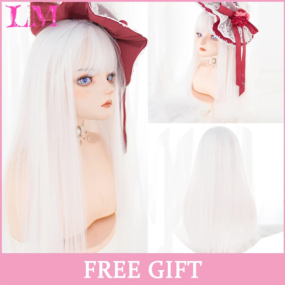 LM Golden Wig Synthetic Ombre Long Straight/Body Wave Middle Part Heat Resistant Natural Hair Wigs For Women Cosplay