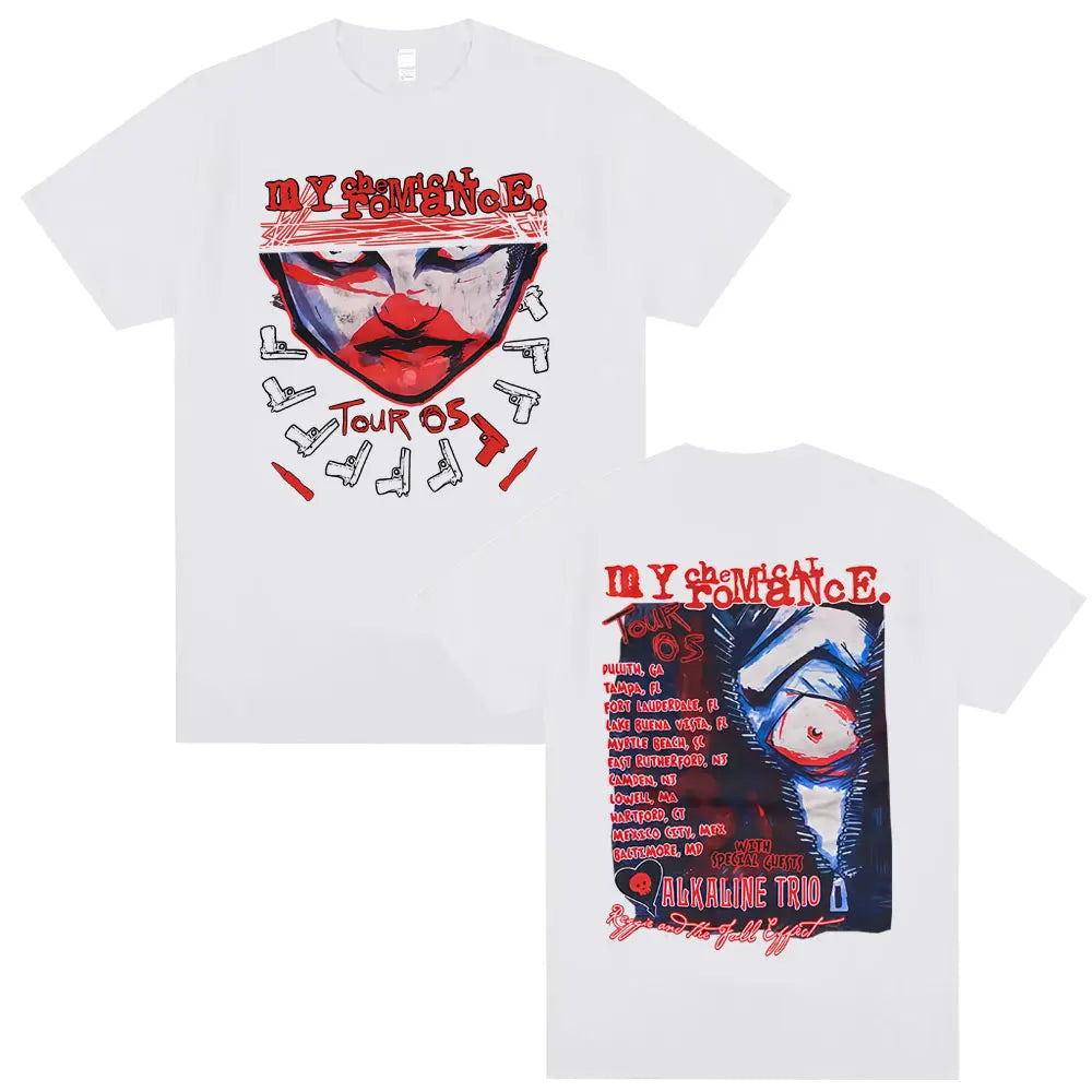 90s Punk Band My Chemical Romance Tour 2005 T-shirt Men Women Gothic Fashion Street Oversized Tshirt Male Soft Cotton T Shirts