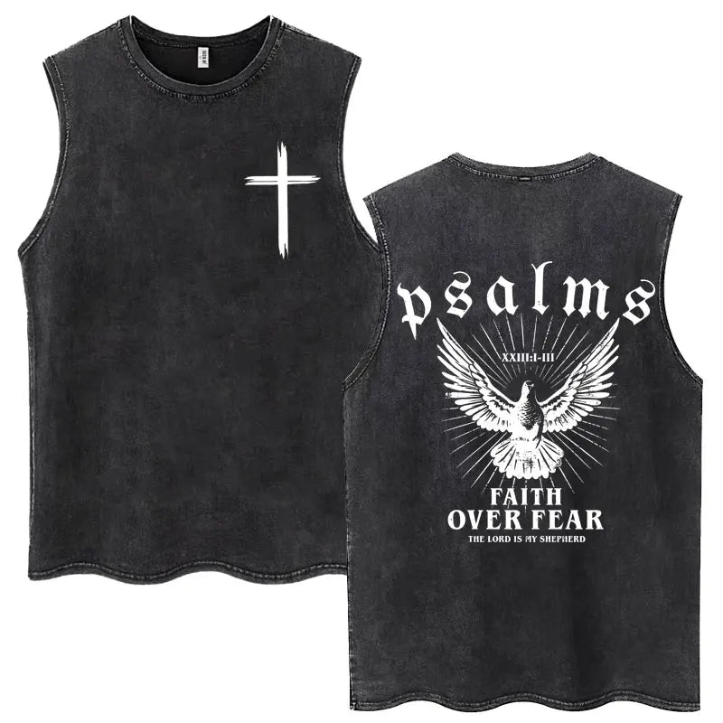 Christian Jesus Church Vintage Washed Tank Tops Bible Verse God Loves You Sleeveless T-shirt Men Women Cotton Loose Y2k T Shirts