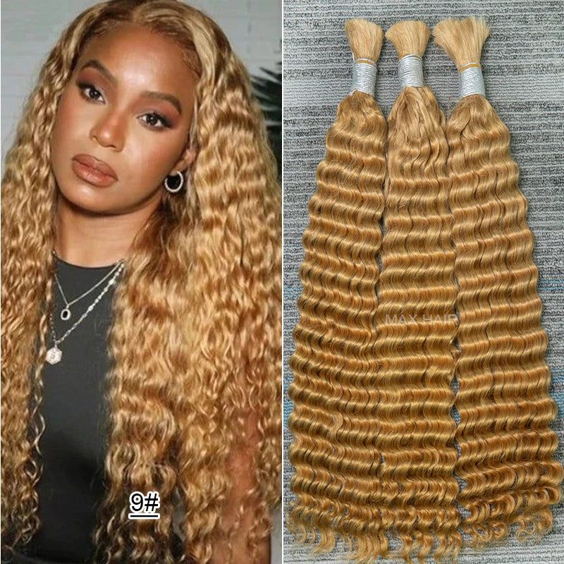Bulk Braiding Hair 100% Human hair Virgin Deep Wave Unprocessed No Weft Boho Braids Human Hair Bulk Extensions Brazilian Remy 1B