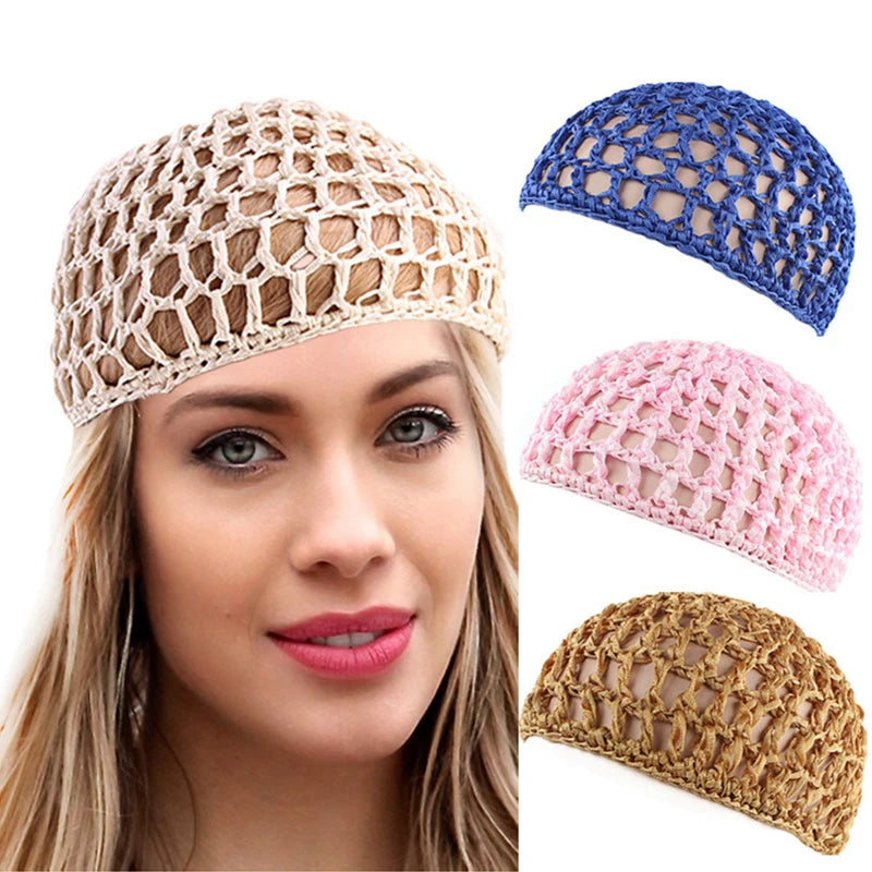 1pc Mesh Crochet Hair Net Woven Hair Cap Bonnet Night Cap Sleep Cap For Women Wig Head Cover Accessories
