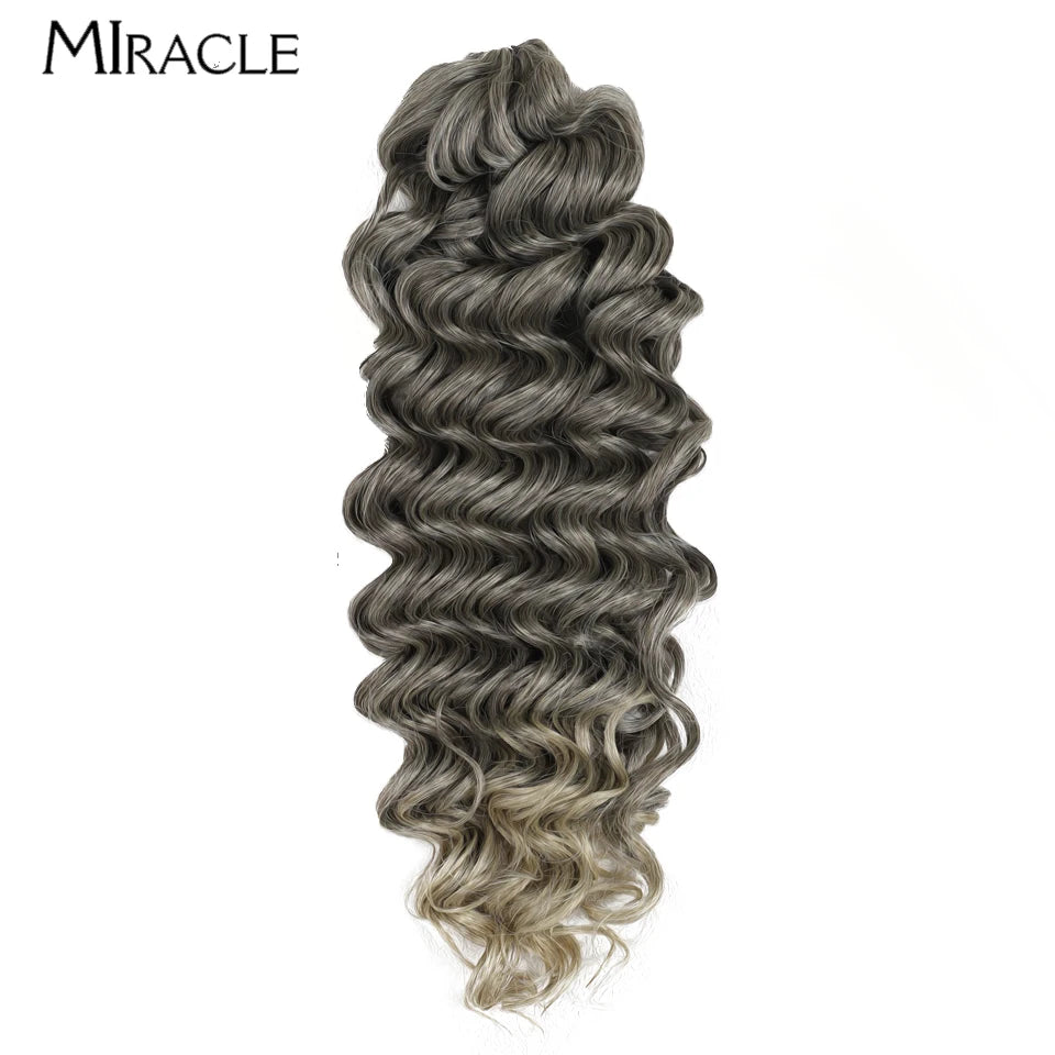 MIRACLE Crochet Hair Extensions 30 Inch 70CM Deep Wave Braiding Hair Bundles Synthetic Crochet Braids Hair Water Wave Fake Hair