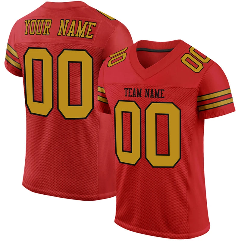 Red Series Customized Football for Men Jersey Personlized Sew Team Football Short Sleeves Athletic Tee Shirts Unisex Top